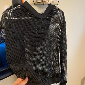 Open mesh sweatshirt